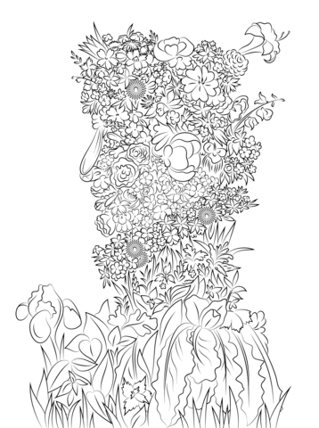 Spring By Giuseppe Arcimboldo Coloring Page